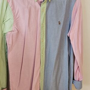 Ralph Lauren Pastel Colorblock Button-Down Shirt - Pink, Blue & Light Green
